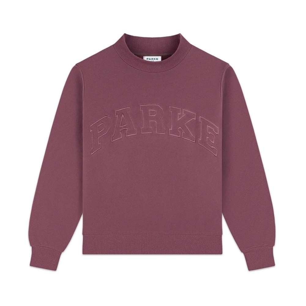 NWT PARKE Monochrome Varsity Mockneck in Eggplant Size Large/XLarge Fleece Rare